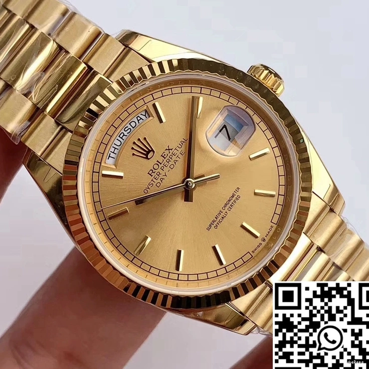 Factory Champagne M128238-0045 Day-Date EW Rolex Gold Dial Yellow 0323